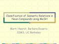 Classification of Semantic Relations in Noun Compounds using MeSH PowerPoint PPT Presentation