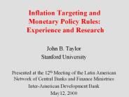 Inflation Targeting and Monetary Policy Rules: Experience and Research