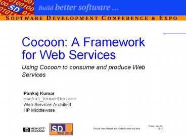 Cocoon: A Framework for Web Services