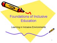 Foundations of Inclusive Education