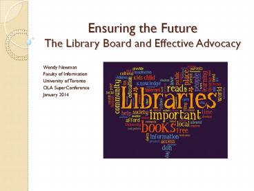 Ensuring the Future The Library Board and Effective Advocacy