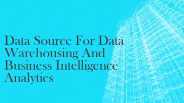 Cloud Analytics service of QuickBooks Business Intelligence