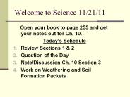 Welcome to Science 11/21/11