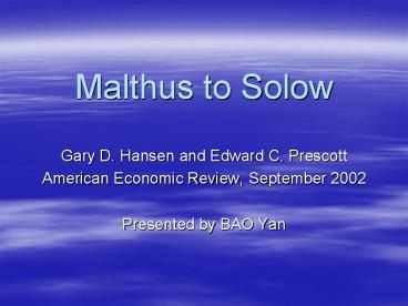 Malthus to Solow