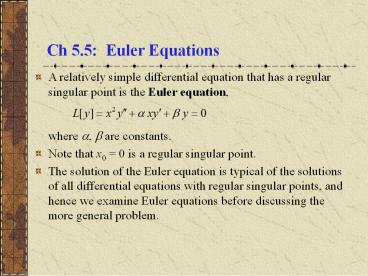 Ch 5.5: Euler Equations
