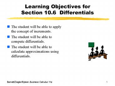 Learning Objectives for Section 10.6 Differentials