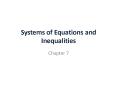 Systems of Equations and Inequalities PowerPoint PPT Presentation
