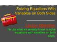 Solving Equations With Variables on Both Sides PowerPoint PPT Presentation