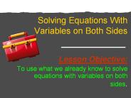 Solving Equations With Variables on Both Sides