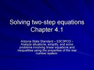 Solving two-step equations Chapter 4.1