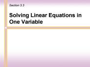 Solving Linear Equations in One Variable