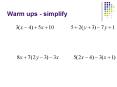 Warm ups - simplify PowerPoint PPT Presentation
