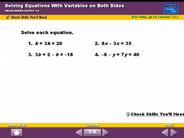 Solving Equations With Variables on Both Sides
