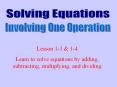 Equations-Sec 1 PowerPoint PPT Presentation