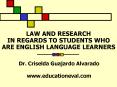 LAW AND RESEARCH IN REGARDS TO STUDENTS WHO ARE ENGLISH LANGUAGE LEARNERS PowerPoint PPT Presentation