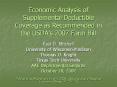 Economic Analysis of Supplemental Deductible Coverage as Recommended in the USDA PowerPoint PPT Presentation