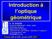 MODELE GEOMETRIQUE DE LA  PROPAGATION DE LA LUMIERE