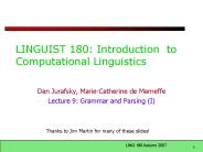 LINGUIST 180: Introduction to Computational Linguistics