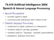 74.419 Artificial Intelligence 2004 Speech