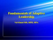 Fundamentals of Adaptive Leadership Val Ulstad MD, MPH, MPA