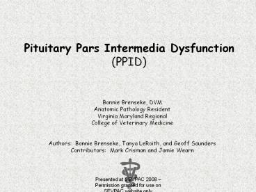 Pituitary Pars Intermedia Dysfunction (PPID)