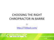 CHOOSING THE RIGHT CHIROPRACTOR IN BARRIE