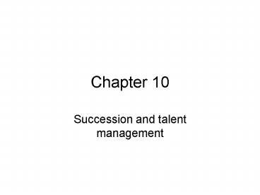 Succession and talent management