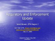 Regulatory and Enforcement Update