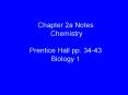 Chapter 2a Notes Chemistry  Prentice Hall pp. 34-43 Biology 1 PowerPoint PPT Presentation