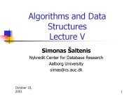 Algorithms and Data Structures Lecture V
