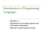 Introduction to Programming Languages