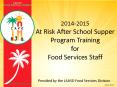 At Risk After School Supper Program Training PowerPoint PPT Presentation