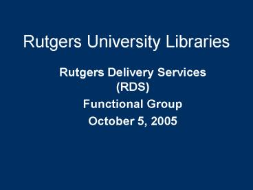 Rutgers University Libraries