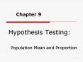 Hypothesis Testing:  Population Mean and Proportion PowerPoint PPT Presentation