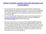 Mobile Locksmiths Australia-Check their Reputation And Trustworthiness