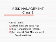 RISK MANAGEMENT Class 1