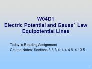 W04D1 Electric Potential and Gauss