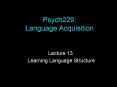 Psych229: Language Acquisition PowerPoint PPT Presentation