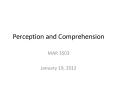 Perception and Comprehension PowerPoint PPT Presentation