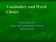 Vocabulary and Word Choice