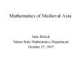Mathematics of Medieval Asia PowerPoint PPT Presentation