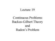 Lecture 19  Continuous Problems: Backus-Gilbert Theory and Radon