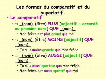 Les formes du comparatif et du superlatif: