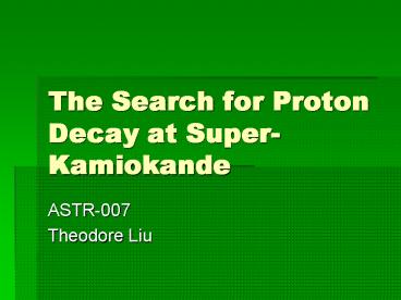 The Search for Proton Decay at Super-Kamiokande