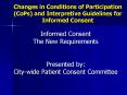 Changes in Conditions of Participation (CoPs) and Interpretive Guidelines for Informed Consent PowerPoint PPT Presentation