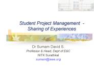 Student Project Management - Sharing of Experiences