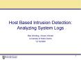 Host Based Intrusion Detection: Analyzing System Logs PowerPoint PPT Presentation