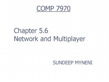 Chapter 5.6 Network and Multiplayer