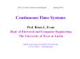 Continuous-Time Systems PowerPoint PPT Presentation