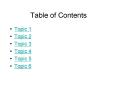Table of Contents PowerPoint PPT Presentation